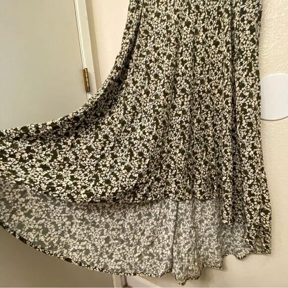 A New Day Short Sleeve green micro floral side Cut Out Dress hi low maxi L - Picture 5 of 12
